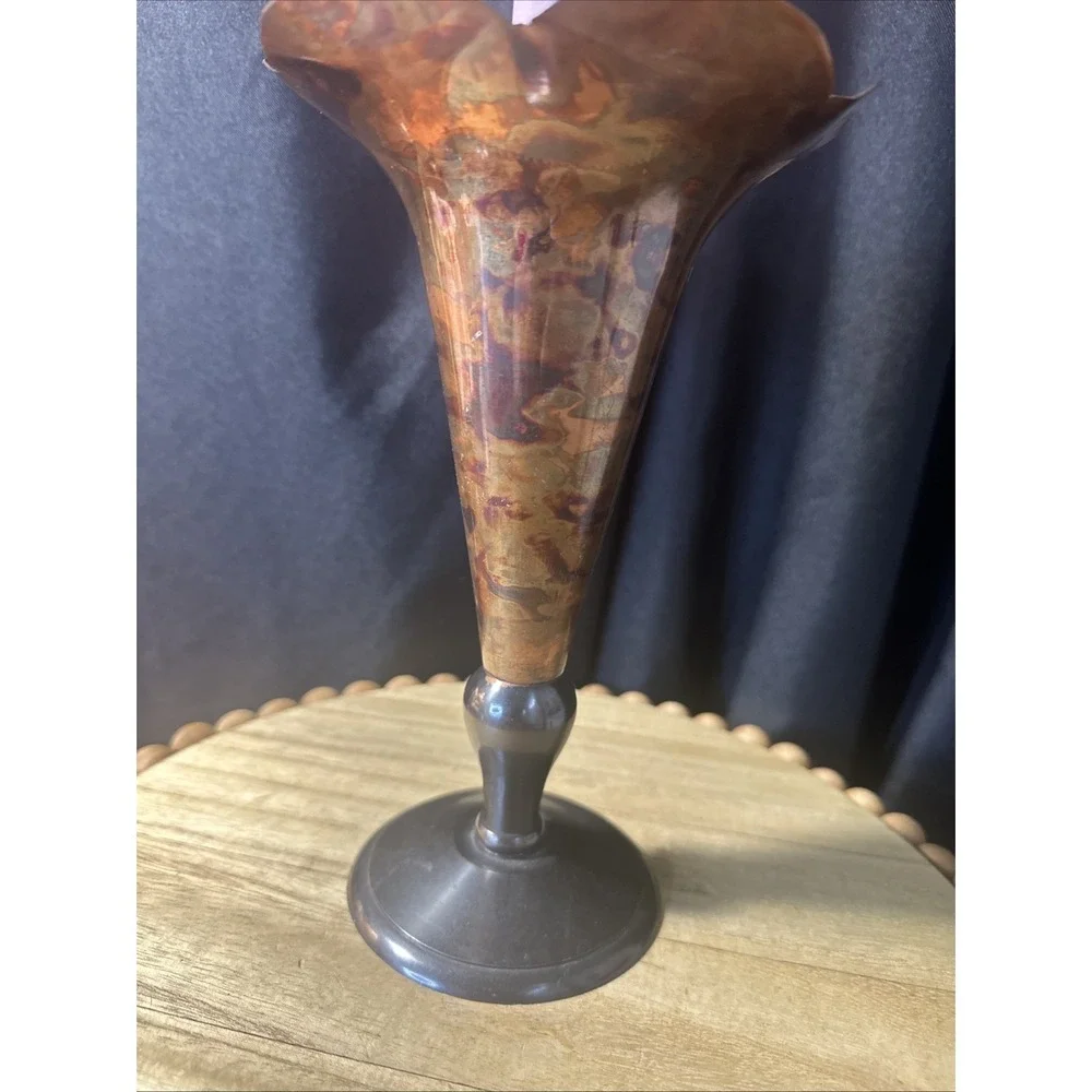 Old Vintage Copper And Brass Candle Holder 9